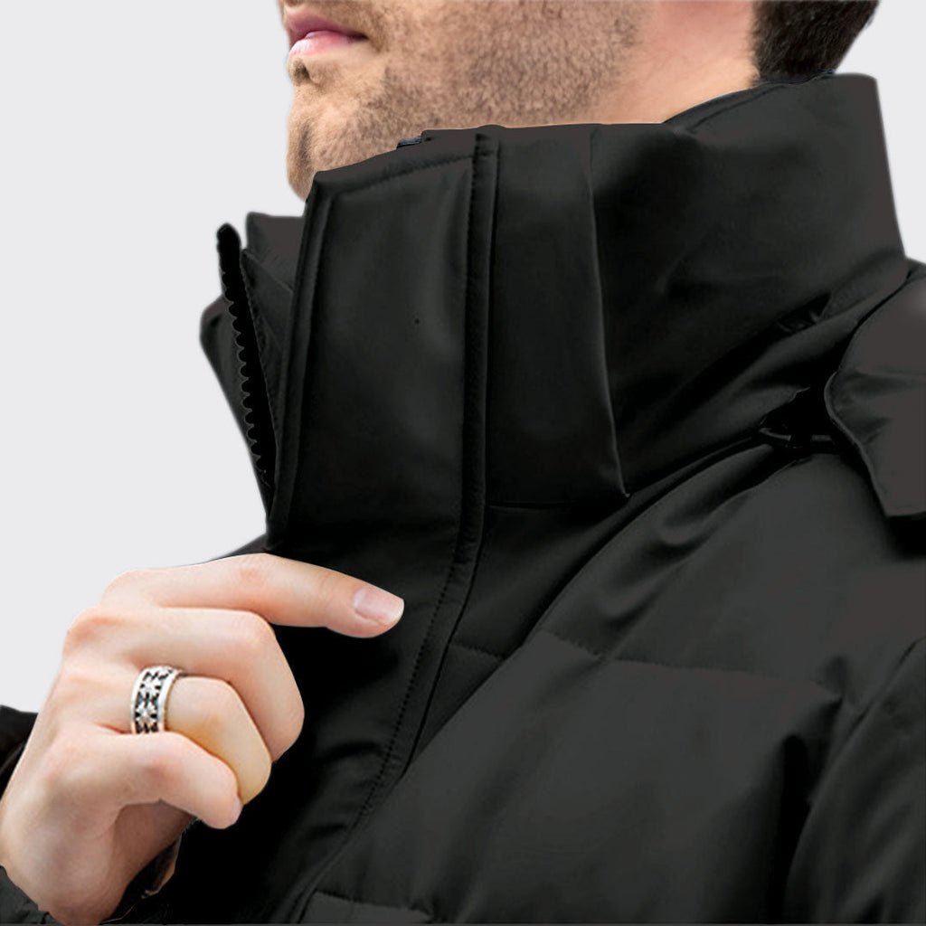 NNEAGS abbee Black 3XL Winter Hooded Overcoat Long Jacket Stylish Lightweight Quilted Warm Puffer Coat