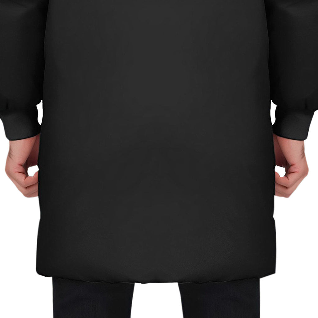 Black 2XL Winter Fur Hooded Thick Overcoat Jacket Stylish Lightweight Quilted Warm Puffer Coat