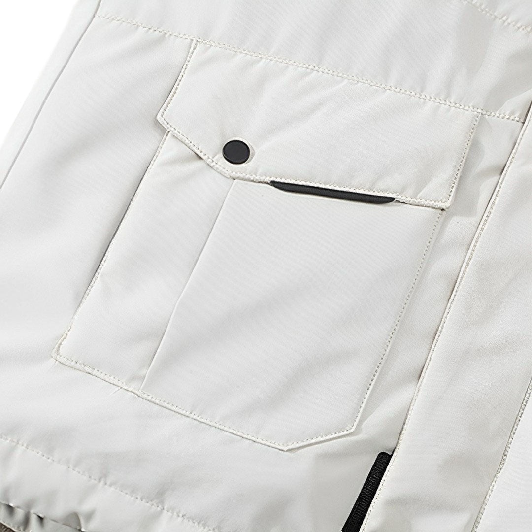 White 3XL Winter Fur Hooded Down Jacket Stylish Lightweight Quilted Warm Puffer Coat