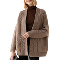Women's V-Neck Temperament Knitted Loose Twist Mid-Length Sweater