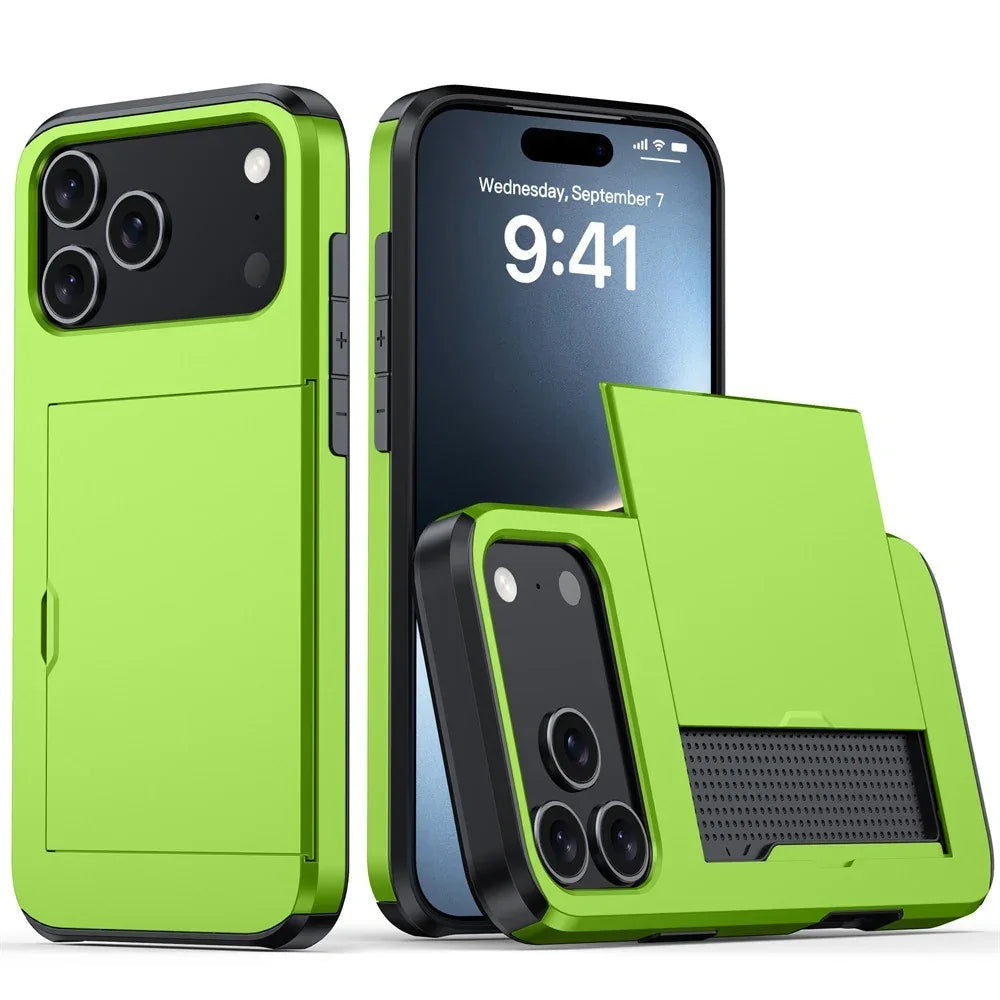 Protective Phone Case With Sliding Cover For Cards