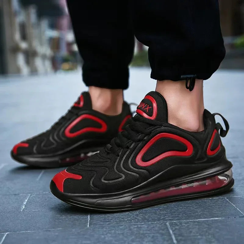 Casual Air Cushion Black Shoes Men Outdoor Breathable  Lace-Up Sneakers Running Sports Shoes