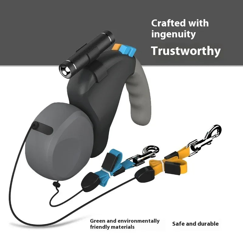 Retractable LED Light Double-Headed Dog Leash