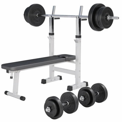 Bänkpress Paket 70 kg – Skivstång, Vikter & Bänk för Hemmagym