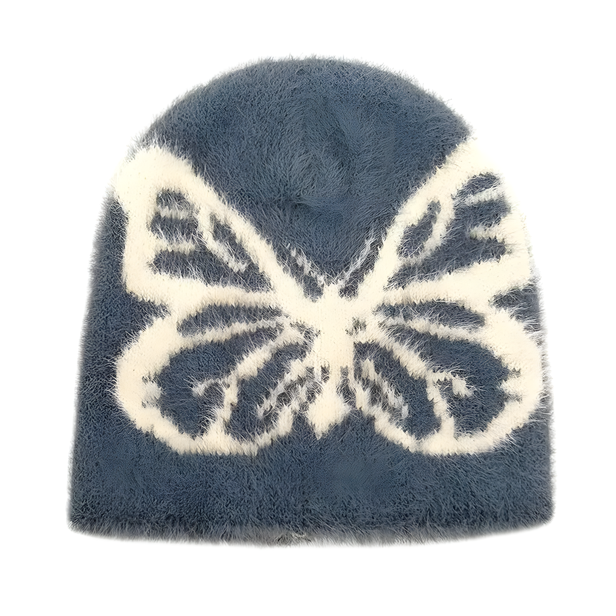 Fuzzy Butterfly Knit Beanie