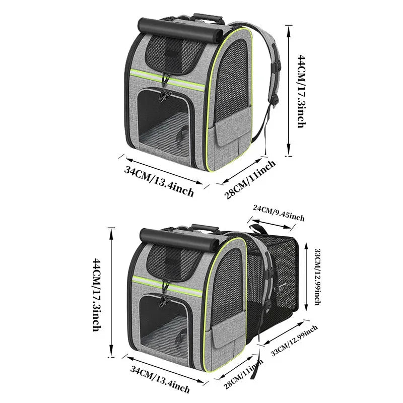 Expandable Spacious Breathable Pet Cat Dog Bag Backpack
