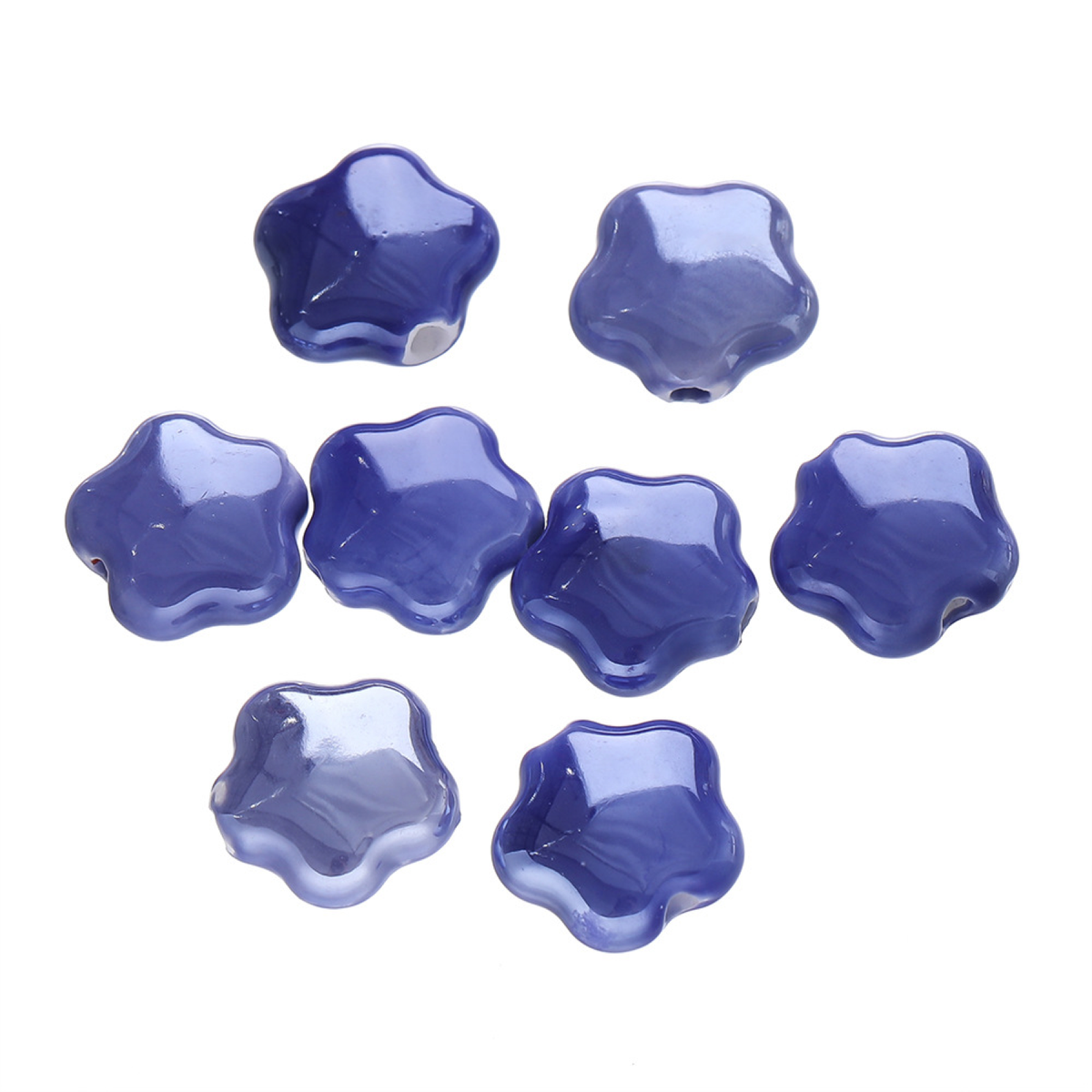 Five-Petal Ceramic Flower Beads, 10-Pack