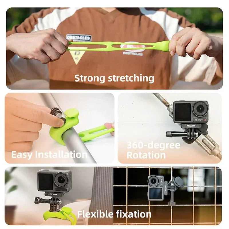 Telesin Flexibelt Silikonfäste 360° für Kamera - Schwarz