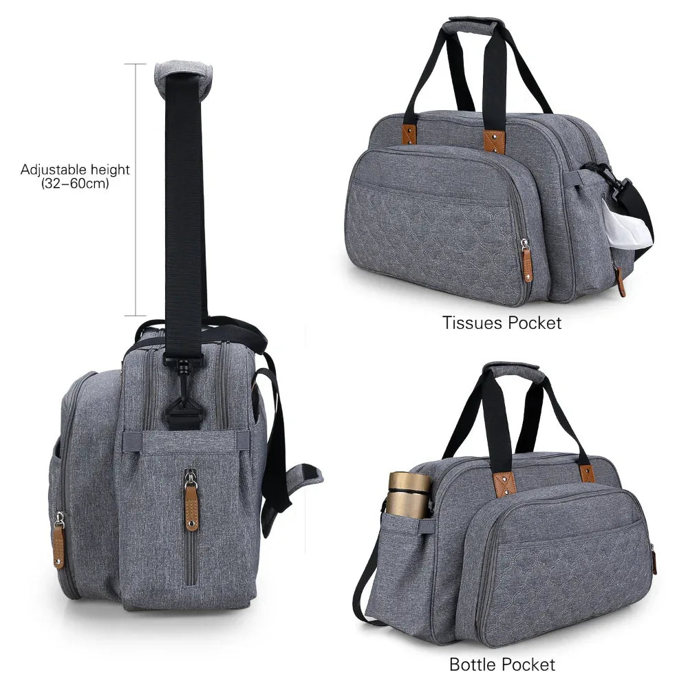 Multi-Purpose Organized Diaper Bag Convertible Baby Bed Crib Diaper Changing Pad