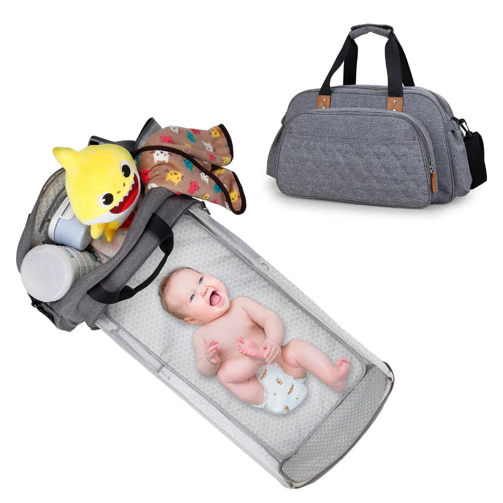 Multi-Purpose Organized Diaper Bag Convertible Baby Bed Crib Diaper Changing Pad