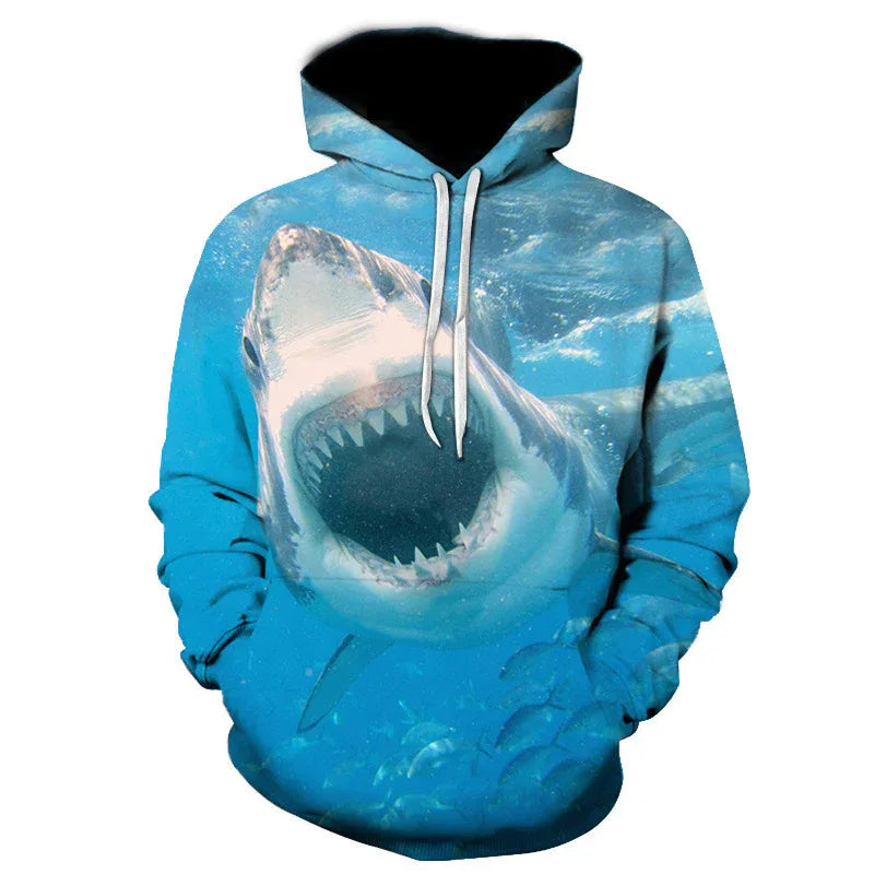 Unisex Shark Pullover Loose Fit Hoodie