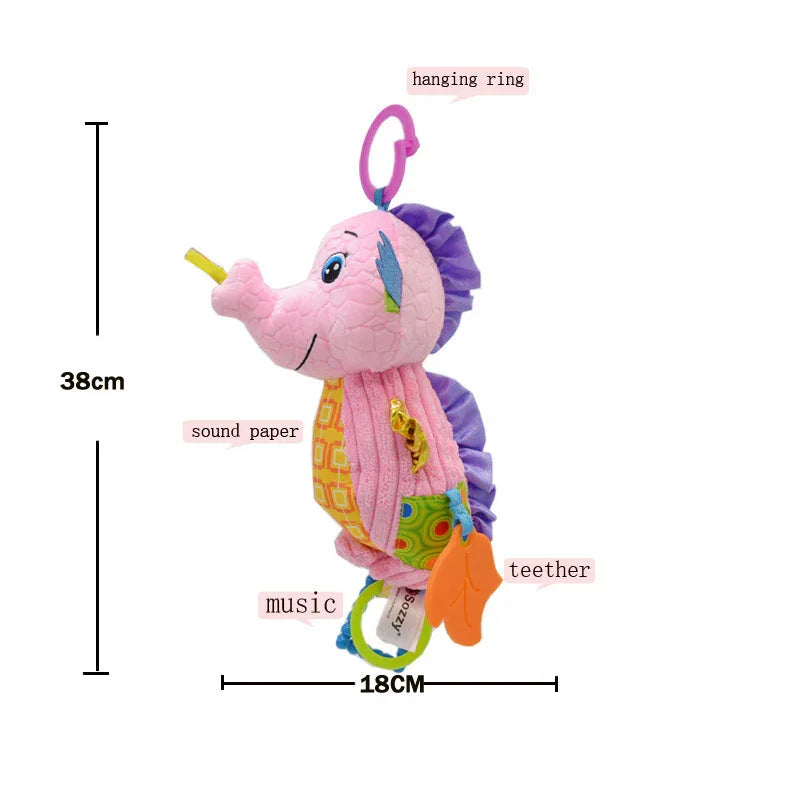 Soft Teething Musical Seahorse Plush Rattle For Toddlers 0-36 Months