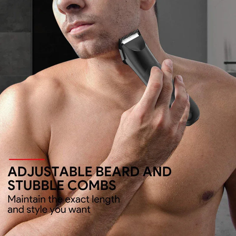 Versatile Waterproof Electric Groin Pubic Hair Beard Trimmer Shaver