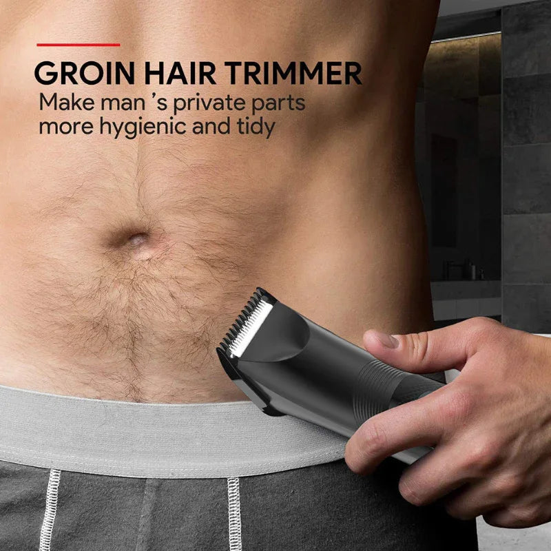 Versatile Waterproof Electric Groin Pubic Hair Beard Trimmer Shaver