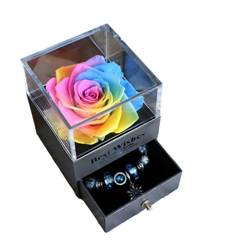 Eternal Romantic Flower Rose Jewelry Box for Birthday Presents Valentines Day Wedding Gift