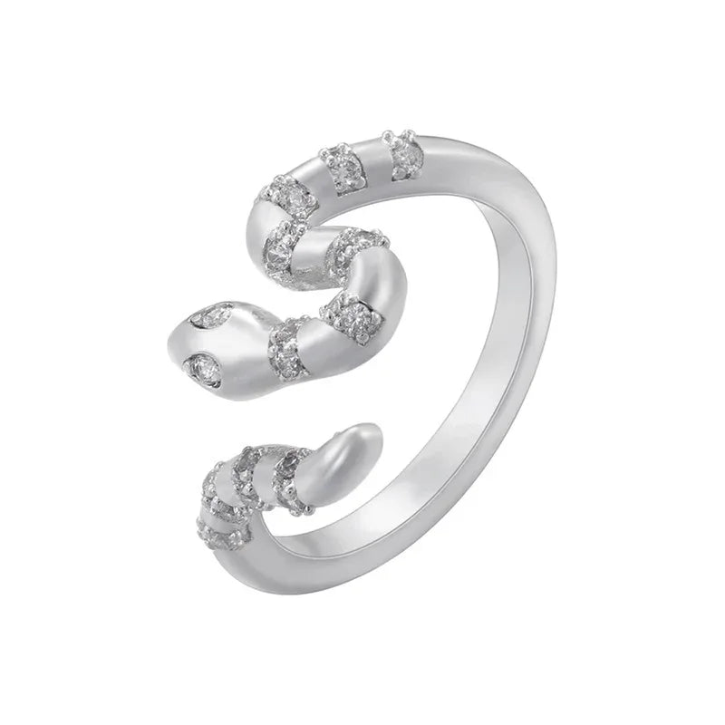 Micro Inlay Colorful Crystals Snake Rings