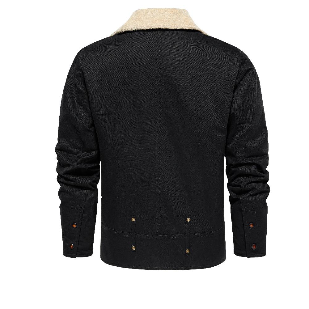 Thickened Work Jacket With Multiple Pockets Autumn & Winter Warm Outerwear For Men