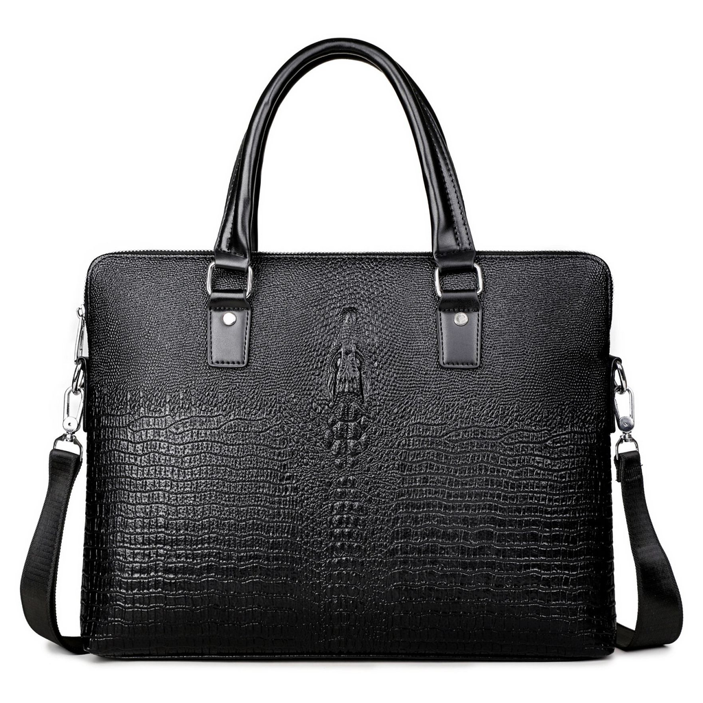 Croc-Embossed Business Briefcase