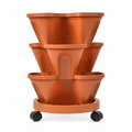 Rolling Three-Pocket Planter Tower