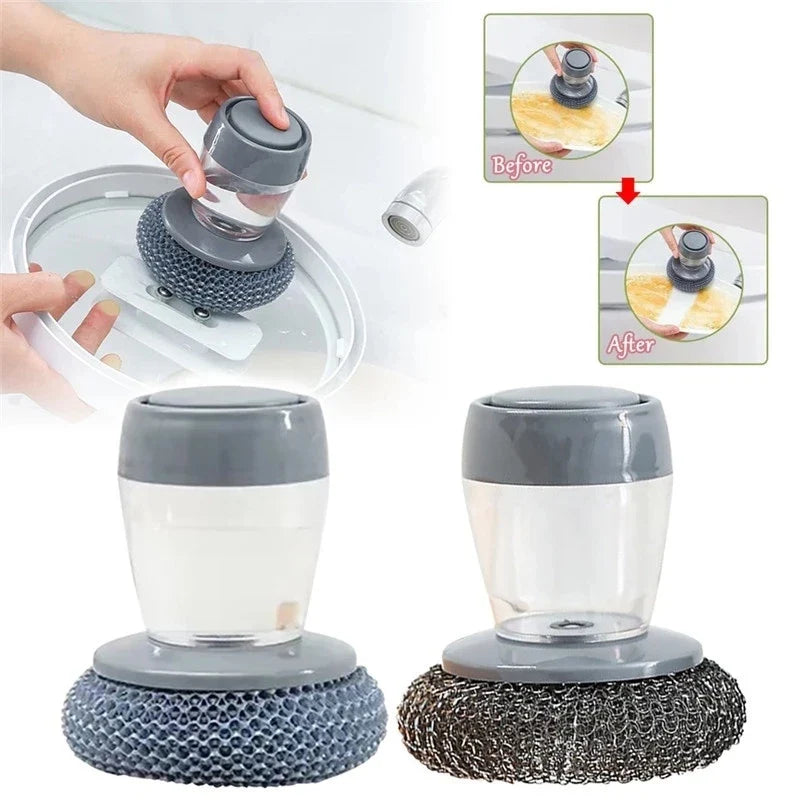 Automatic Liquid-fill Scrubber Kitchen Sponge for Washing Dishes Scrubbers Cleaning Utensil Spiral Scourers Cleaner for Pan Bowl