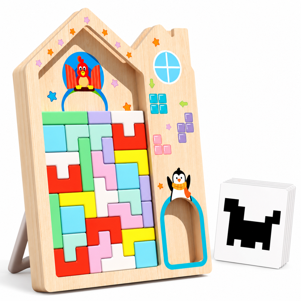 Penguin Wooden Block Puzzle Board