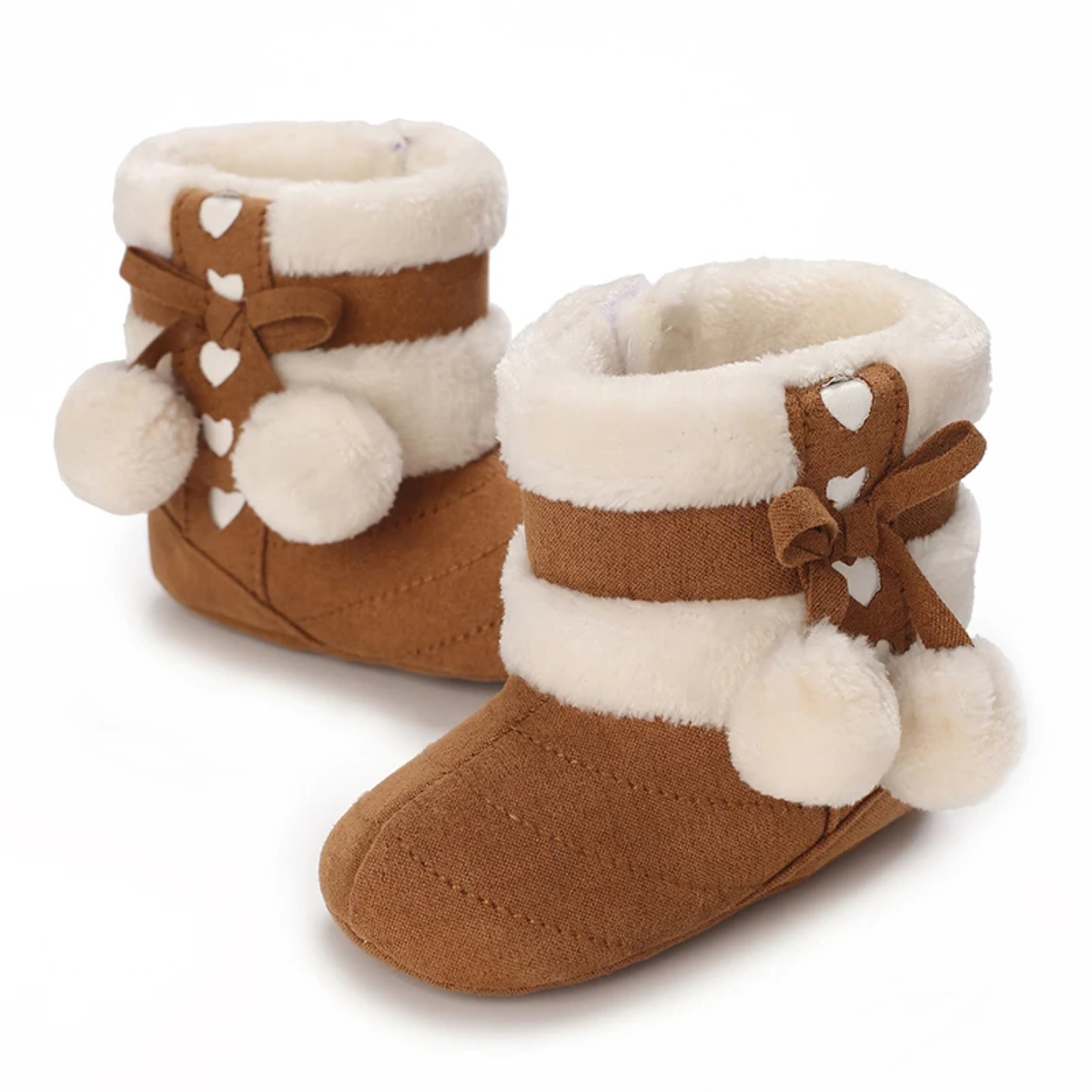Heart Bow Pom-Pom Baby Boots