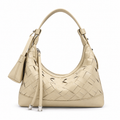 Woven Leather Hobo Shoulder Bag