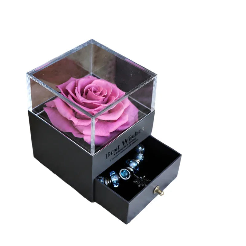Eternal Romantic Flower Rose Jewelry Box for Birthday Presents Valentines Day Wedding Gift