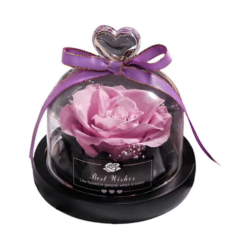 Romantic Flowers Home Decor Rose With LED Glass Valentine's Day Couples Gift