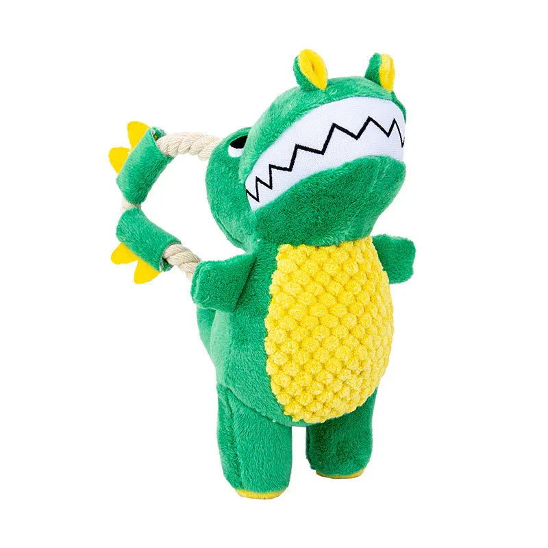Pet Dog Plush Sounding Durable Soft interactive Dinosaur Shape Chew Toy With Squeaker