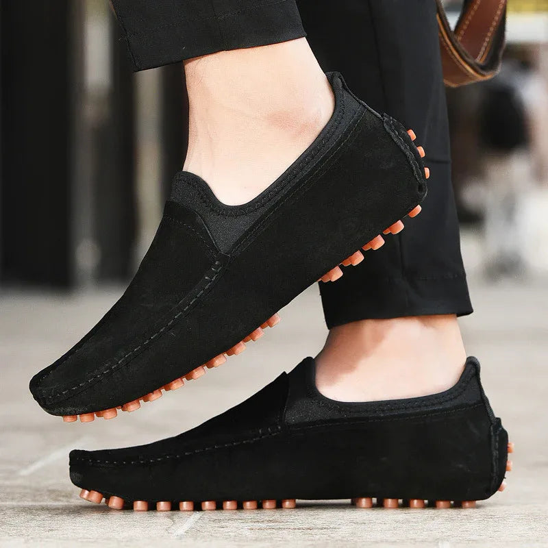Casual Shoes Men Summer Moccasins Slip On Breathable Plus-Size Genuine-Leather Loafers