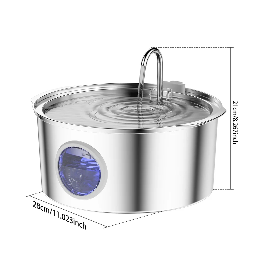 7L Stainless Steel Dog Water Fountain