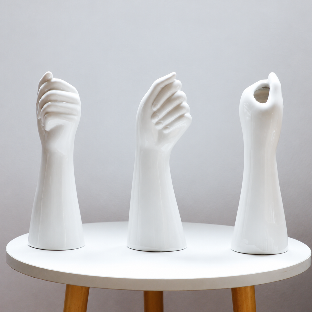 Hand-Shaped Ceramic Vase