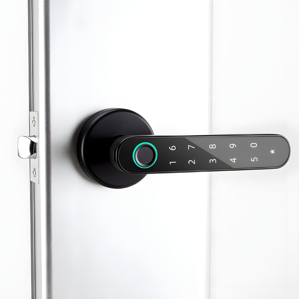 Fingerprint Lever Door Handle with Key Backup