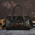 Embossed Floral Leather Shoulder Bag