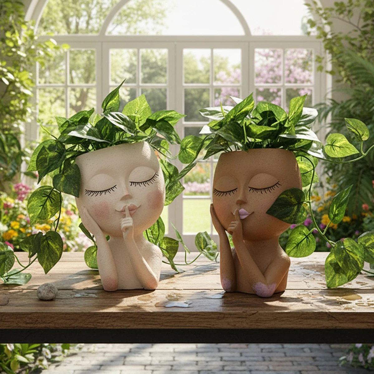 Face-Shaped Resin Planter