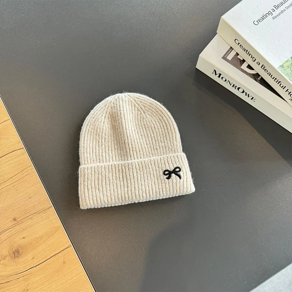Little Bow Ribbed Knit Beanie