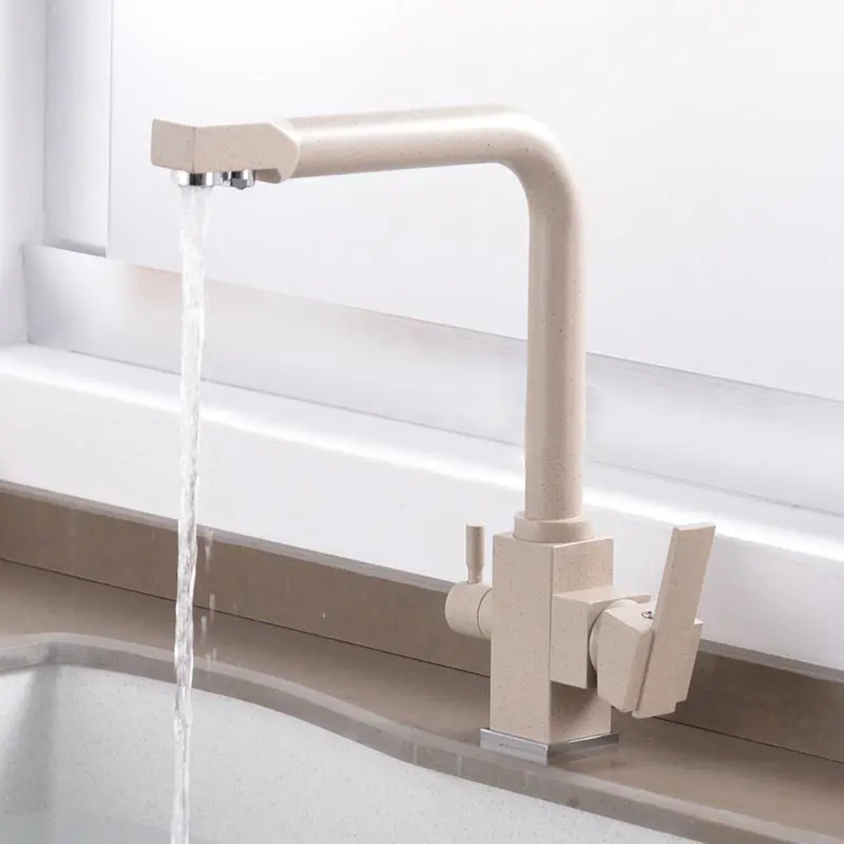 Dual-Handle L-Shaped Kitchen Faucet