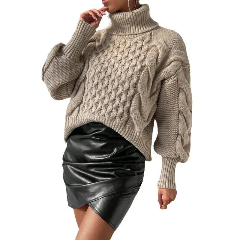 Twist Thread Solid Color Loose Women's Sweater