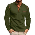 Spring And Summer Men's Long-Sleeved Stand Collar Polo Shirt
