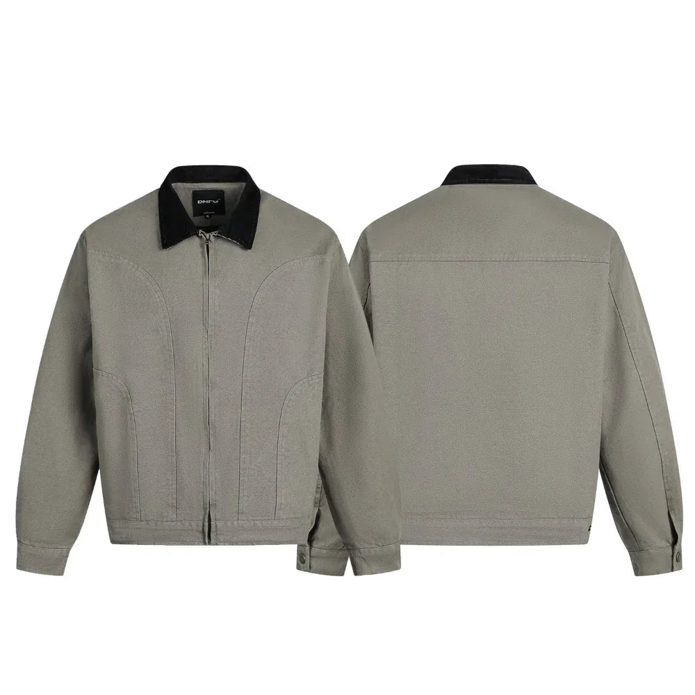 Men's Washed Corduroy Collar Stitching Workwear Jacket