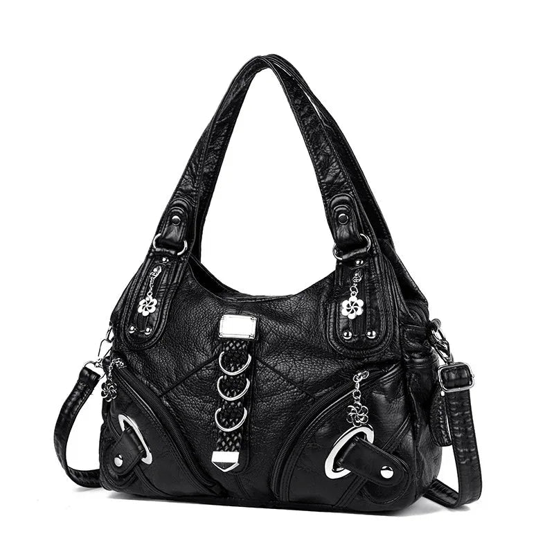 Women's Shoulder Bag Large Capacity Washed Leather Handbag