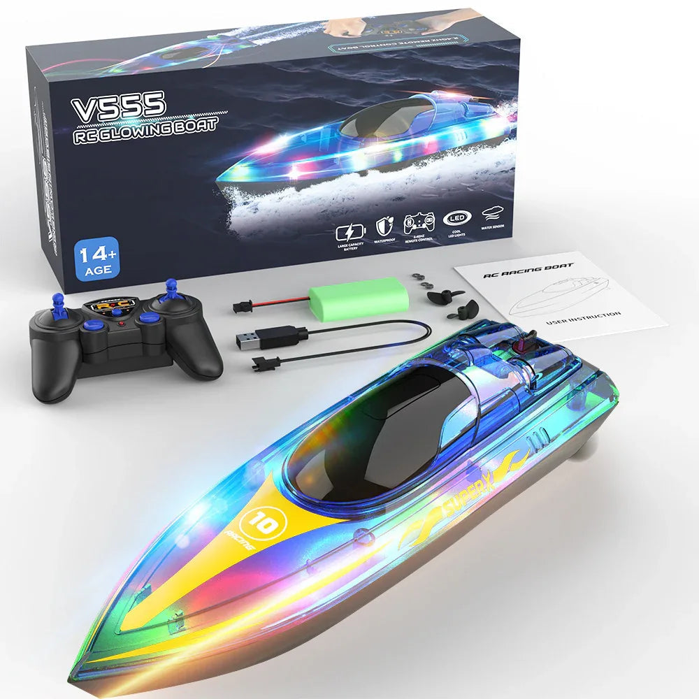 Luminous Remote-Control Ship High-Speed Speedboat LED Glare Boat Toy