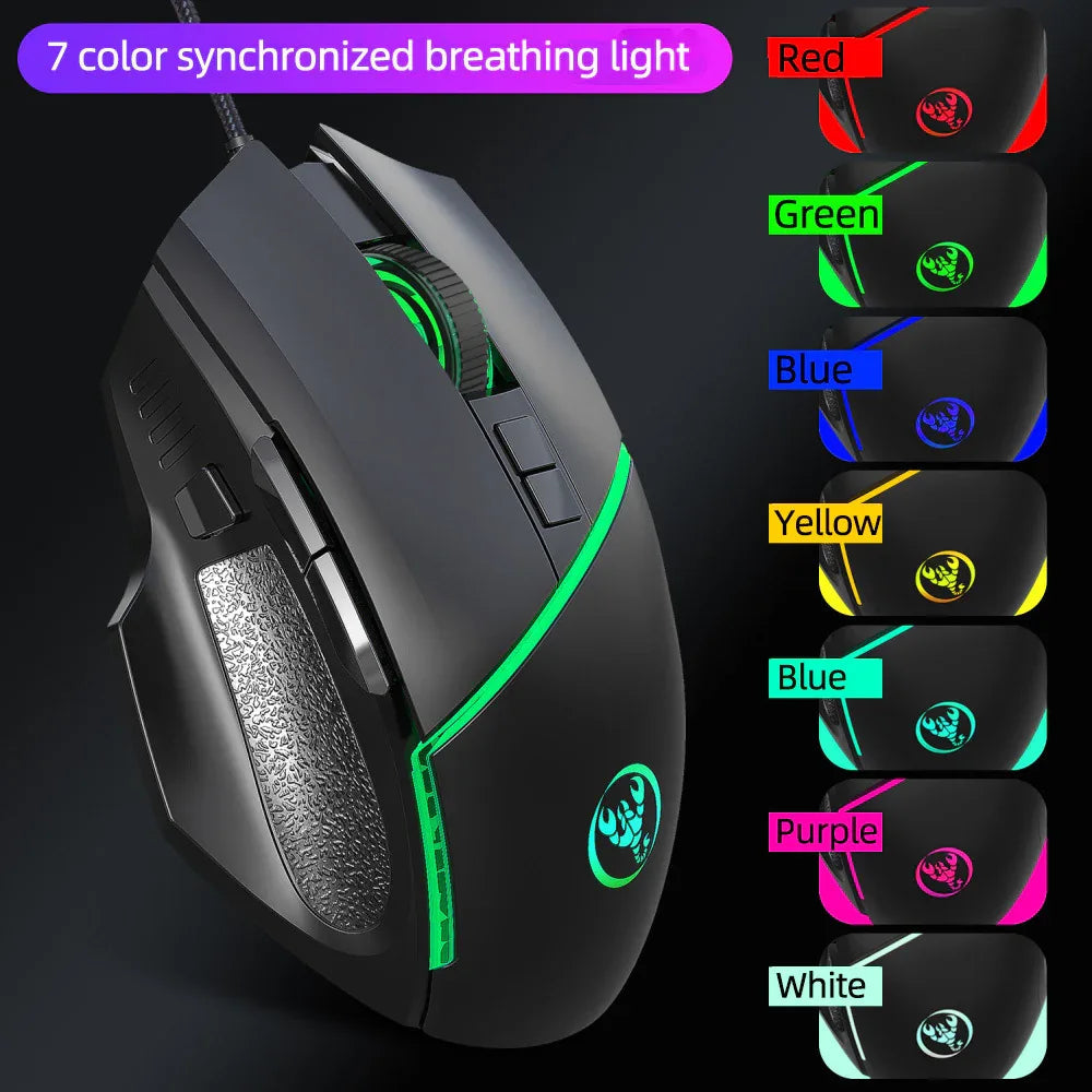 Wired 6400DPI Adjustable Multi-Colored Gaming Computer Mouse