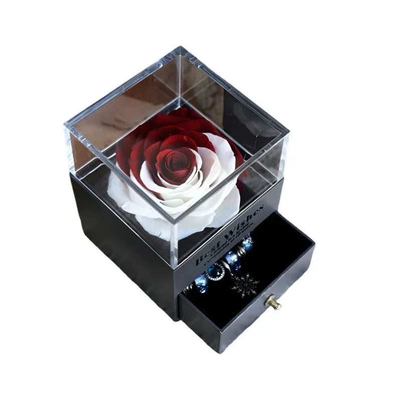 Eternal Romantic Flower Rose Jewelry Box for Birthday Presents Valentines Day Wedding Gift