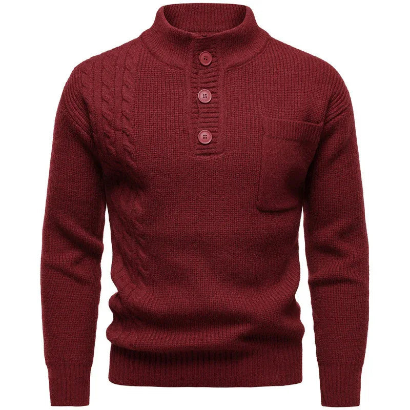 Men's Fashion British Henry Stand Collar Sweater