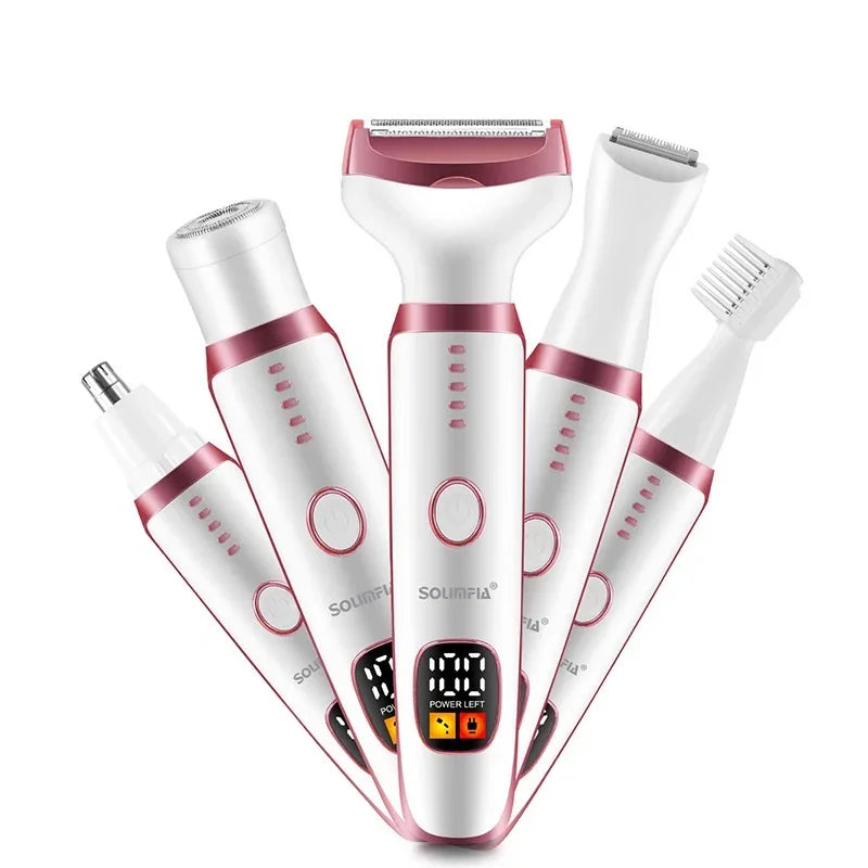 Five-In-One Lady Body Hair Shaver Women's Electric Private Part Hair Trimmer Device