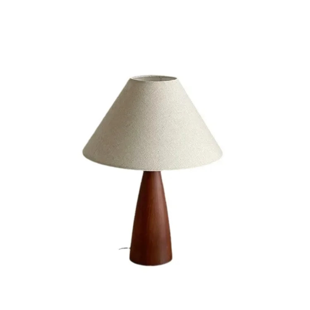 Wood-Base Cone Bedside Lamp