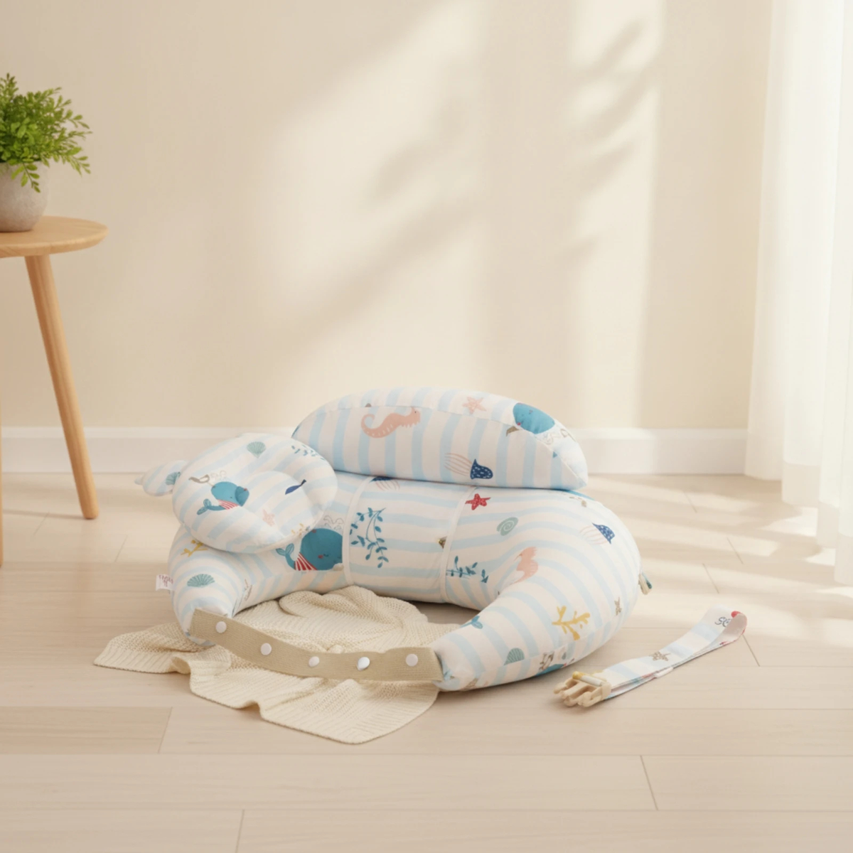 Adjustable Nursing Pillow with Baby Headrest
