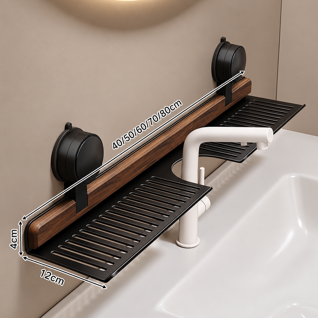 Walnut-Finish Bathroom Shelf